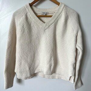 Madewell Arden V-Neck Crop Pullover Sweater | Size: S | Color: White